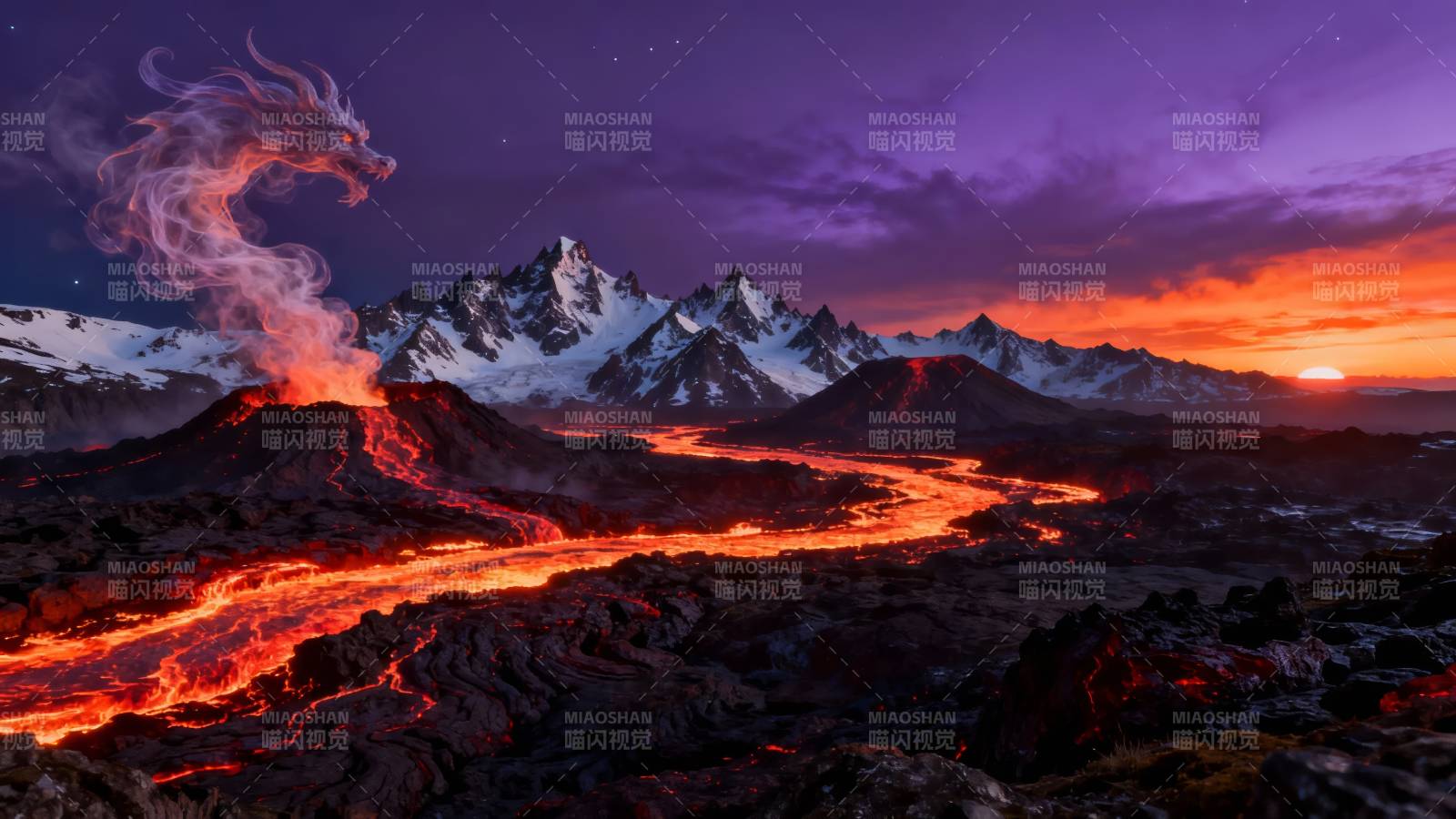 火山熔岩如龙舞天际图片