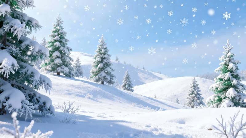 雪落松林 冬日仙境图片