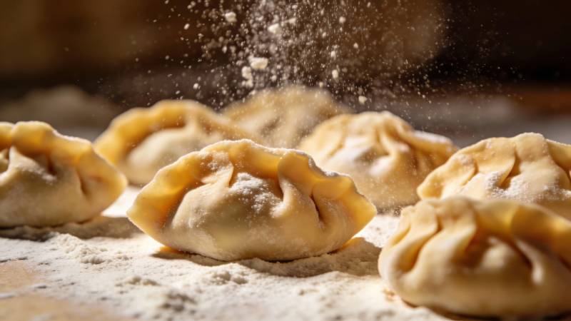 面粉飞舞 饺子待煮香图片