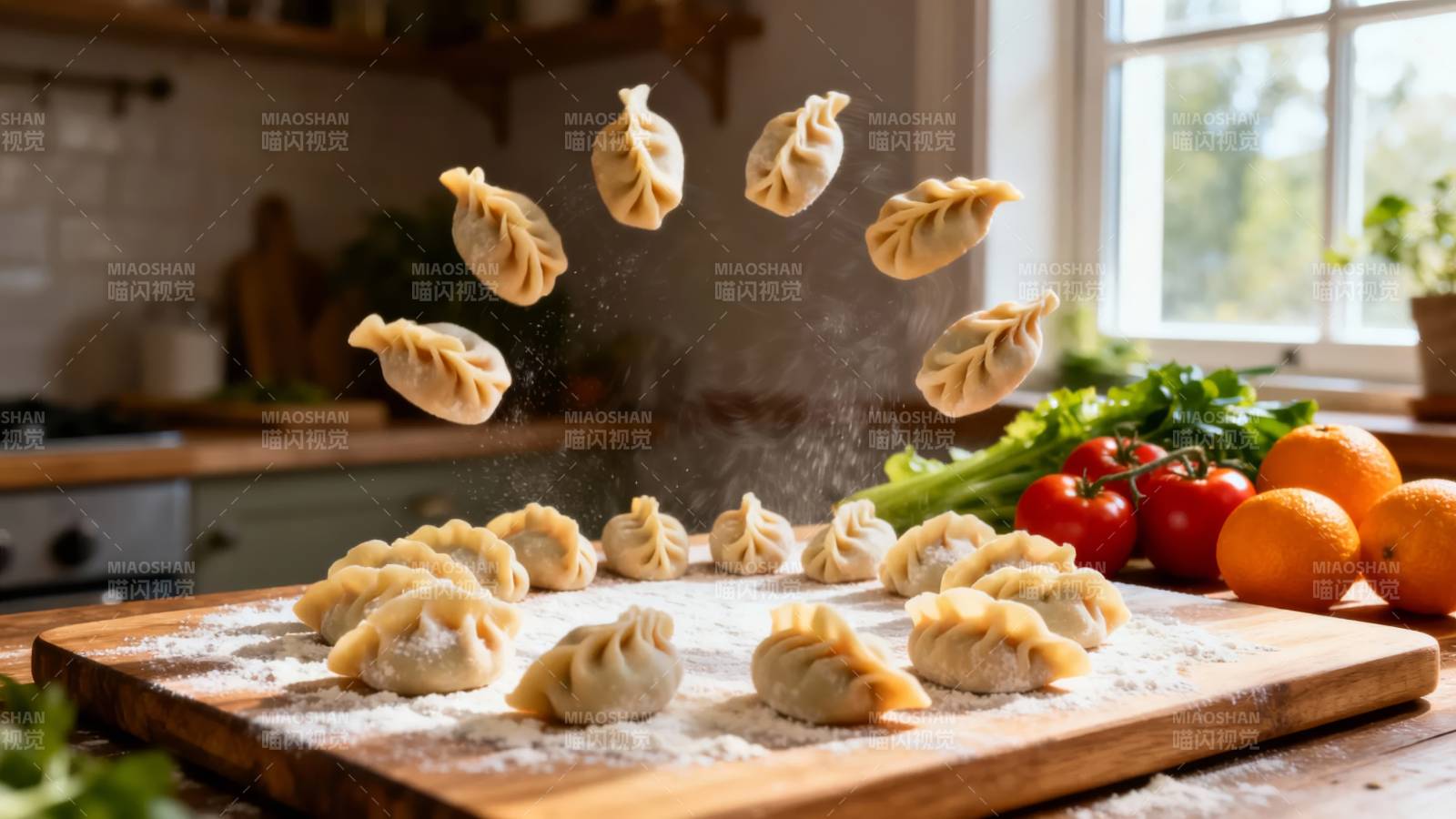 饺子飞舞 厨房飘香图片
