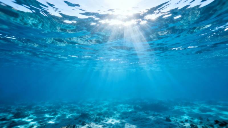 海底阳光穿透 蔚蓝静谧世界图片