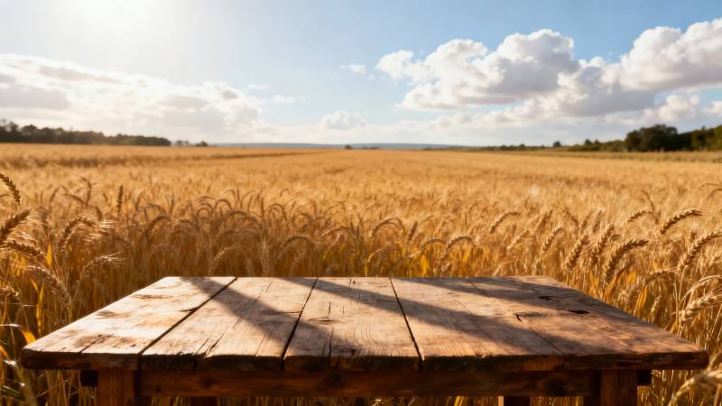 麦田木桌 秋日暖阳图片