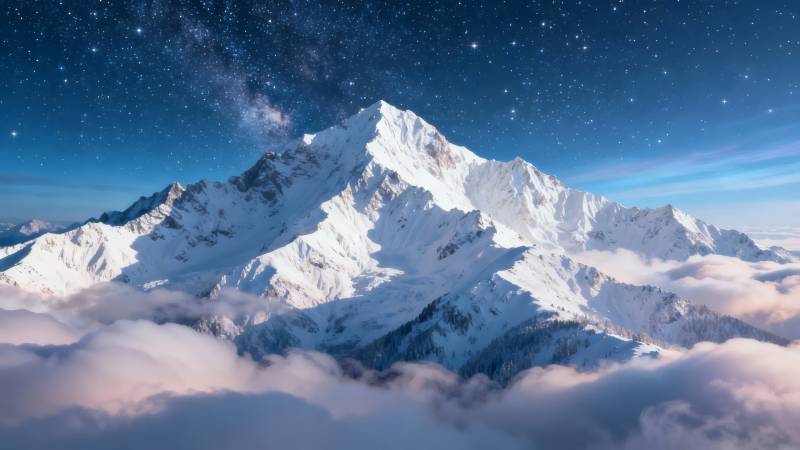 雪山星空 云海之上图片