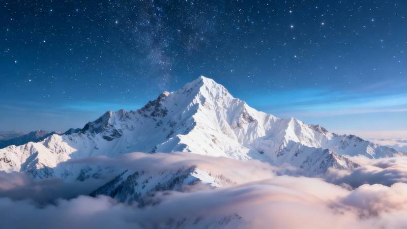 雪山星空云海奇观图片