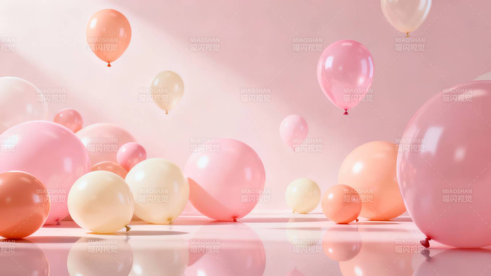 粉色气球梦幻漂浮场景图片