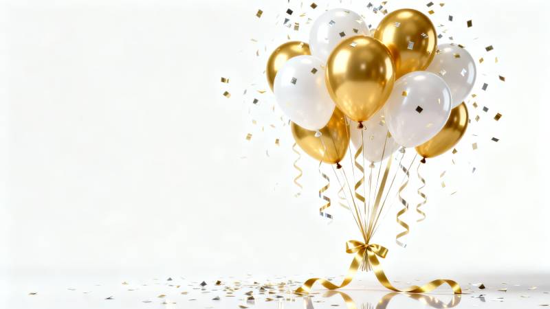 金白气球庆生派对图片