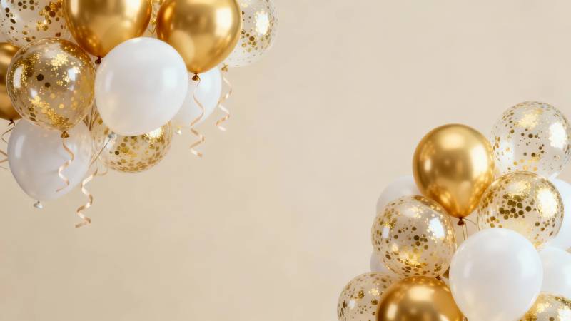金白气球庆典礼图片