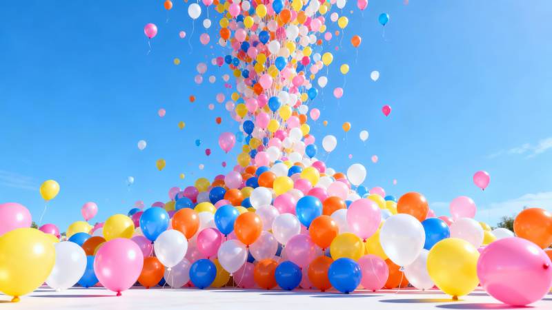 彩色气球升空 梦幻如云霞图片