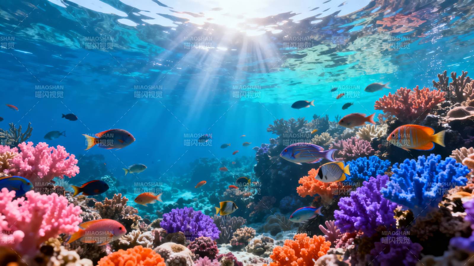 海底珊瑚花园 鱼群嬉戏图片