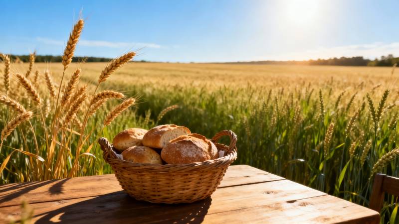 麦田面包篮 阳光丰收景图片