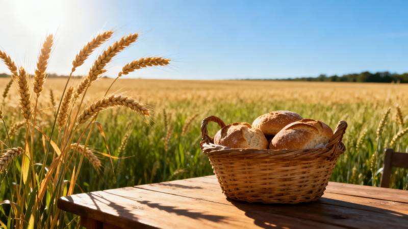 麦田面包篮 阳光丰收景图片