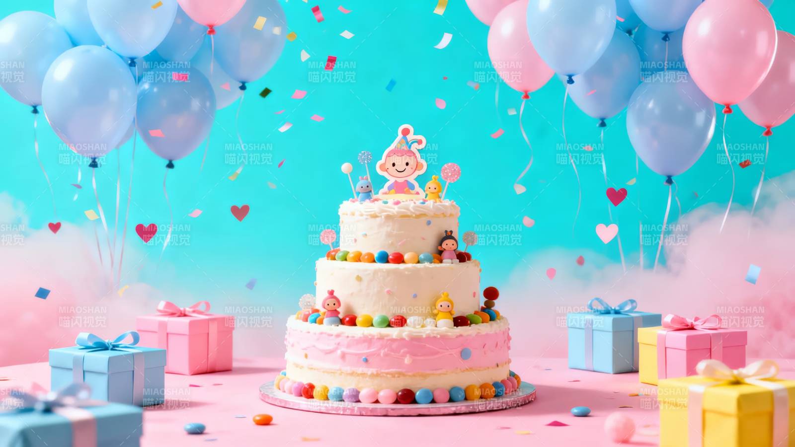 生日蛋糕气球礼物派对图片