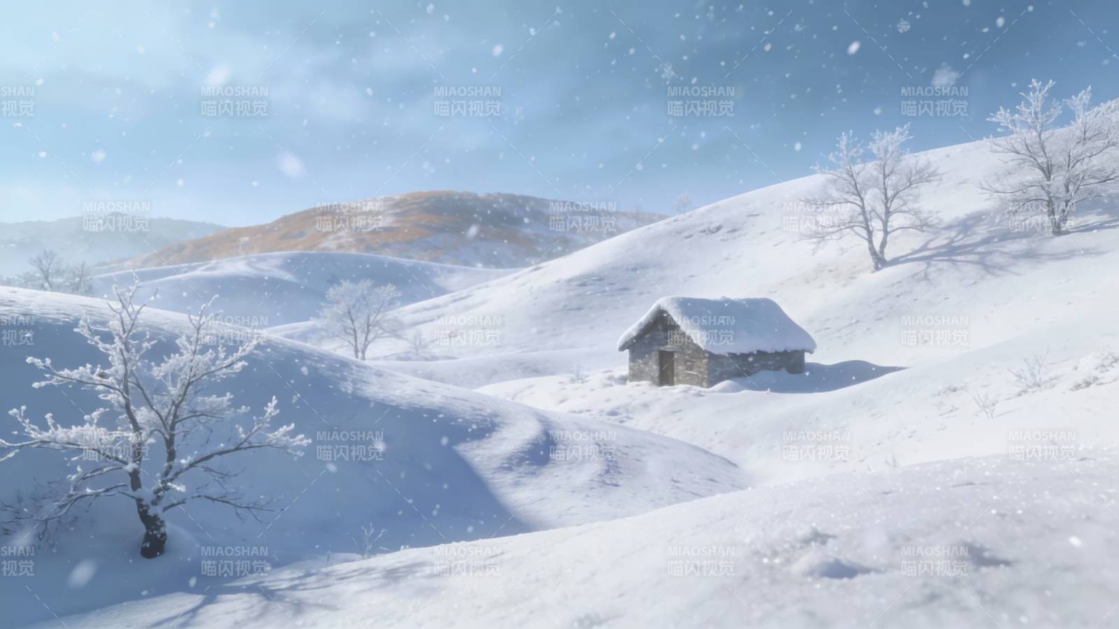 雪落山居 静默如诗图片