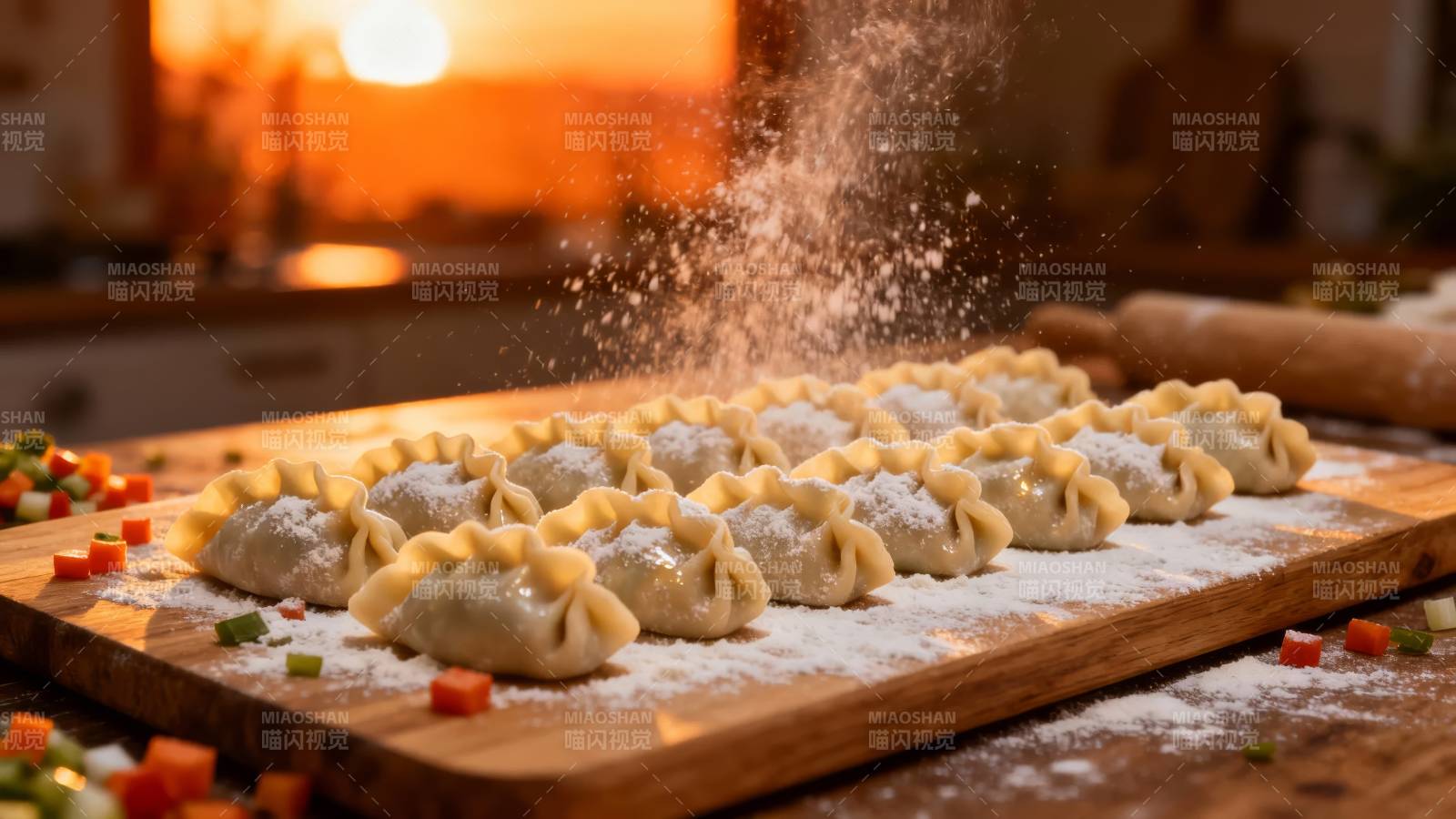 撒粉饺子 暖光厨房香图片