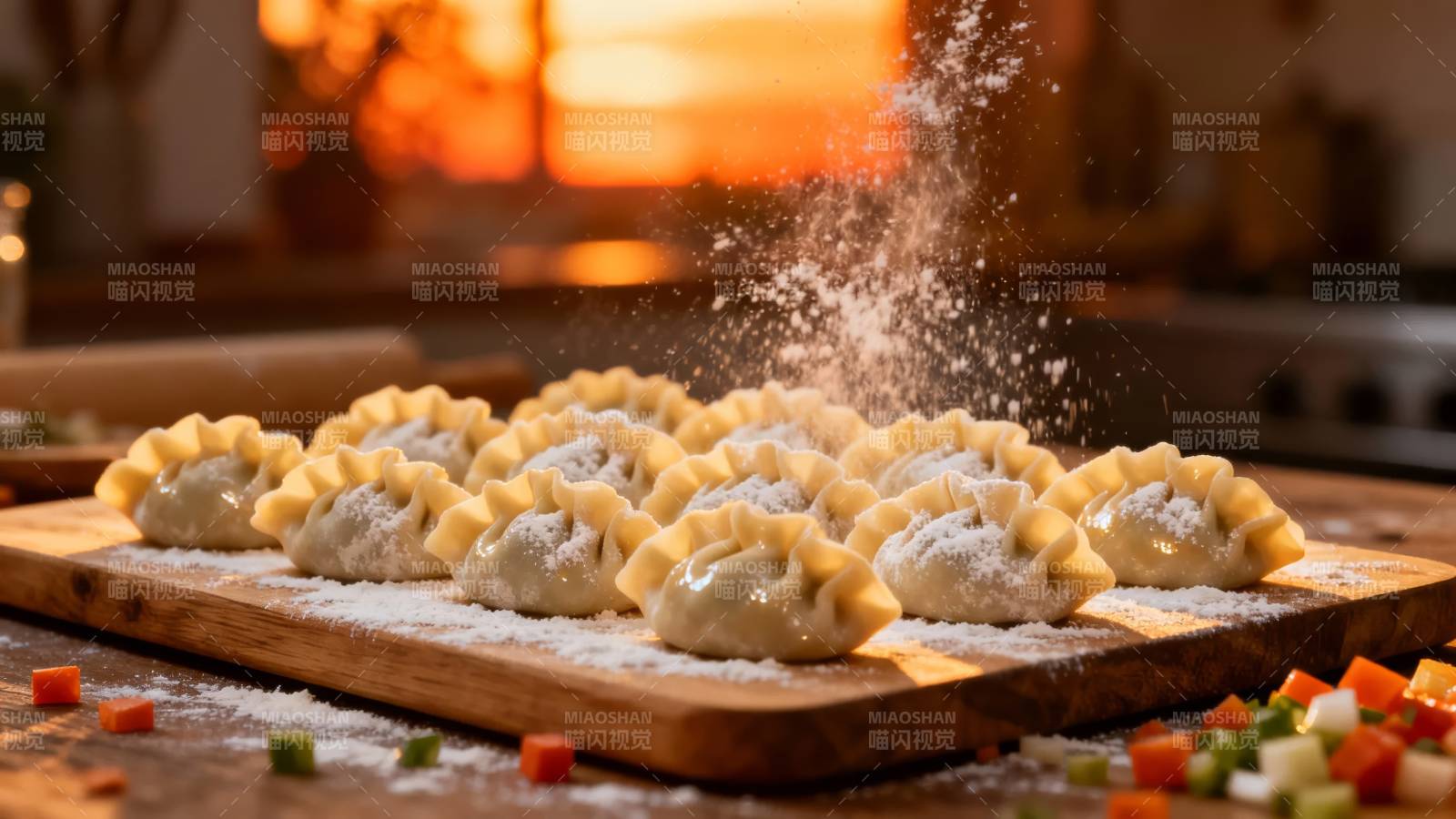 撒粉饺子 暖光厨房香图片