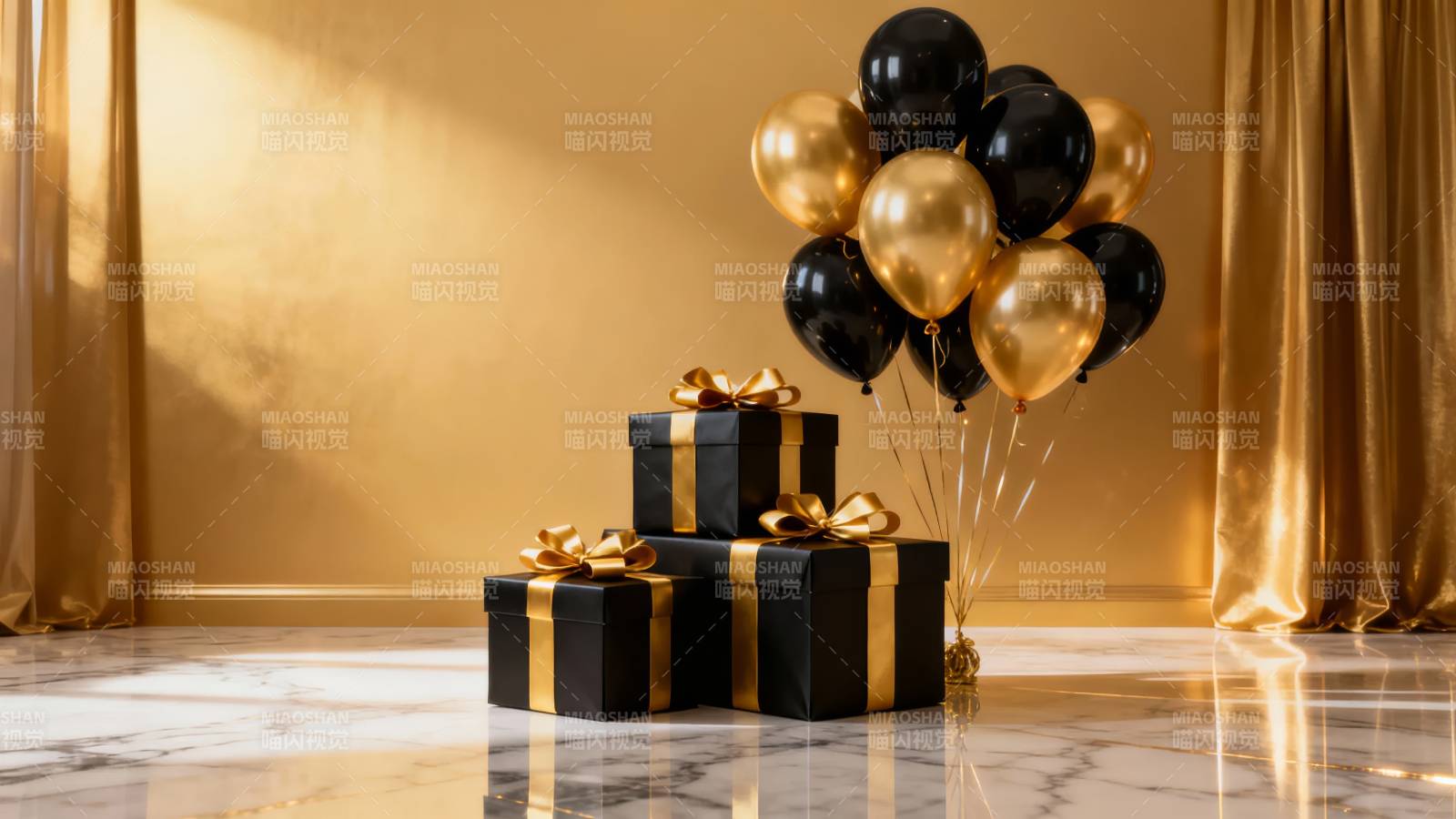 金黑气球礼盒庆典礼图片