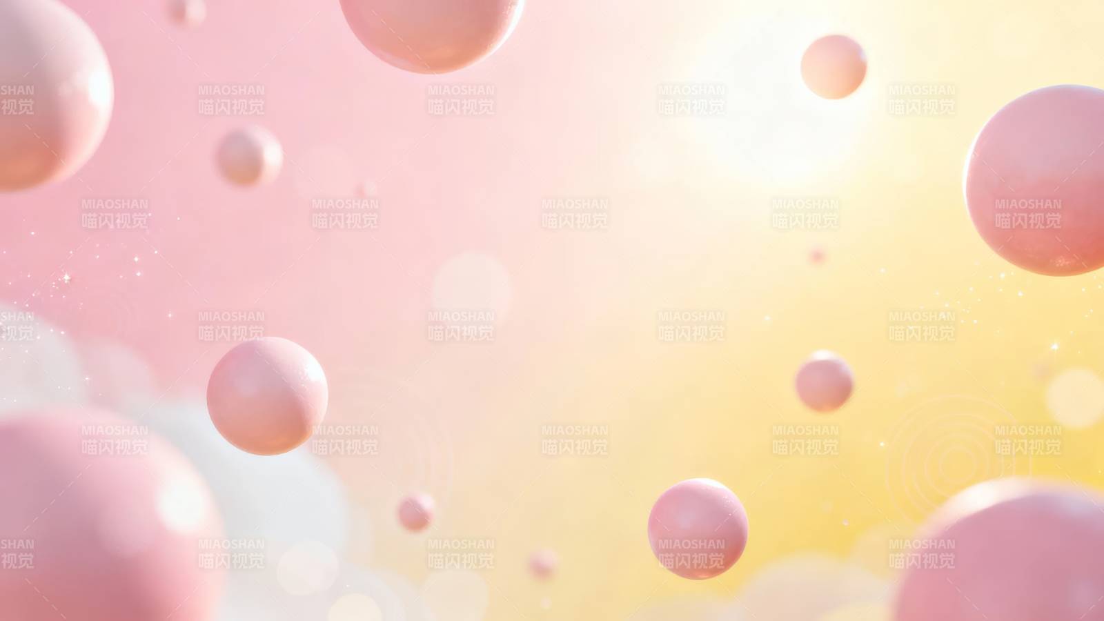 粉黄泡泡梦幻漂浮图片