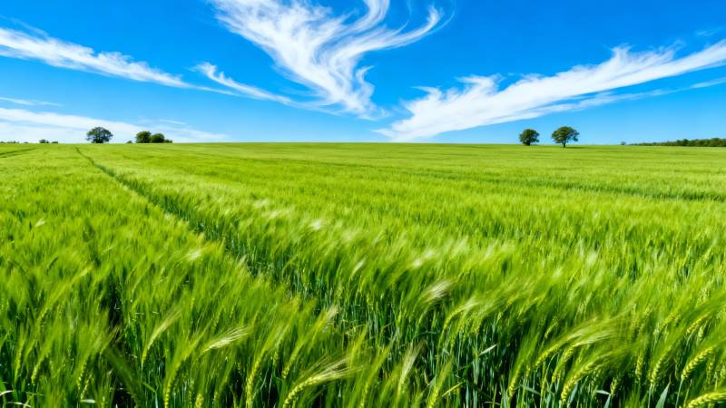 绿野蓝天 麦浪随风舞图片