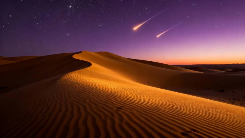 沙漠星空 流星划过夜空图片