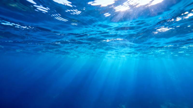 海底阳光穿透蓝水世界图片