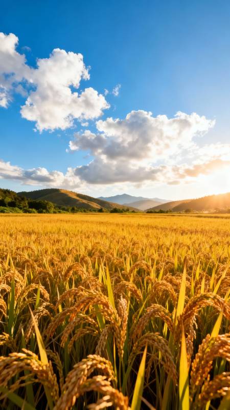 金稻映蓝天 丰收在望时图片