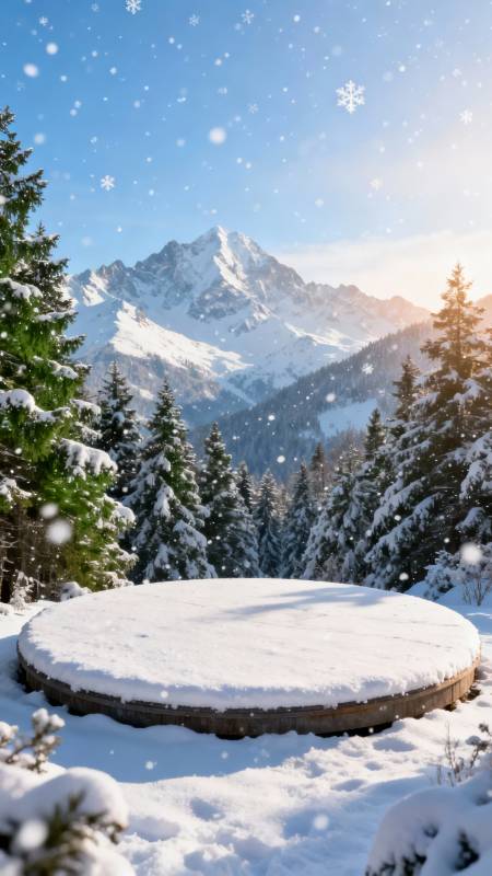 雪覆圆台 山静松吟图片