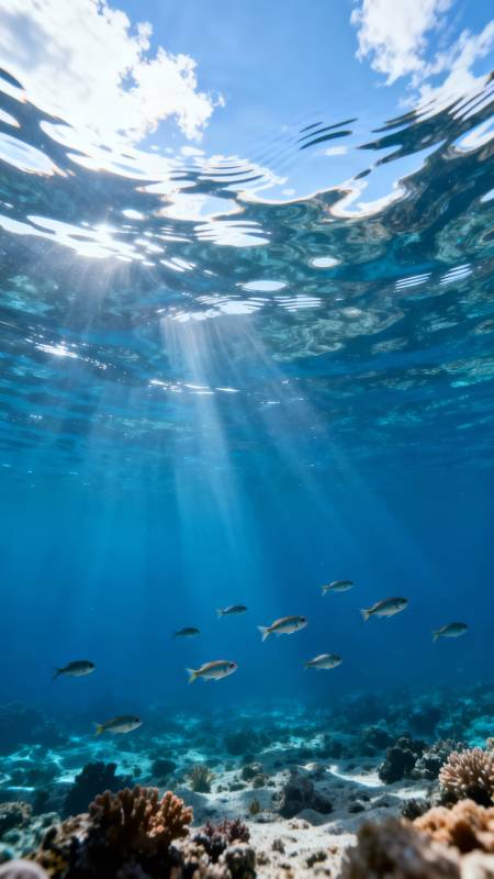 阳光海底 鱼群珊瑚共舞图片