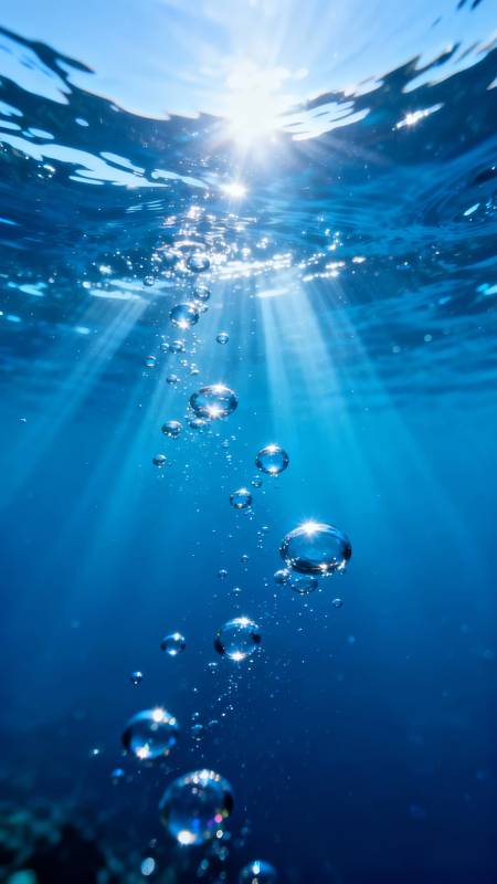 阳光穿透深海气泡舞图片