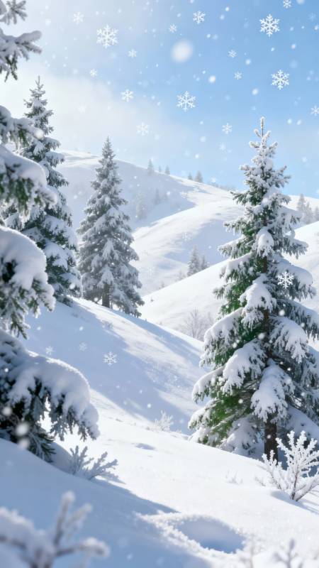 雪落松林 冬日仙境图片