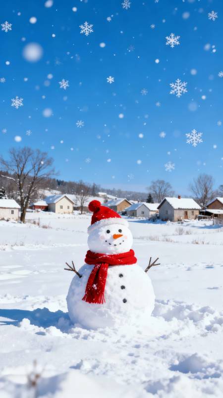 雪人迎雪 冬日童话景图片