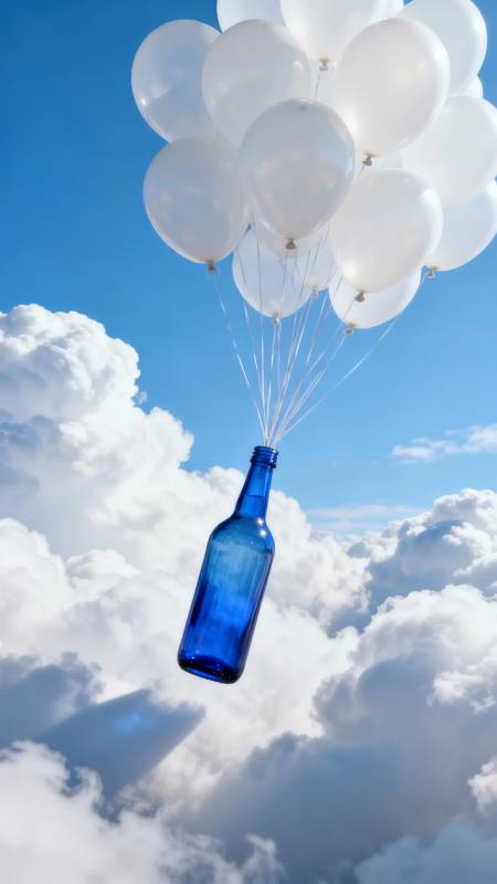 蓝瓶乘气球 云间自由飞图片