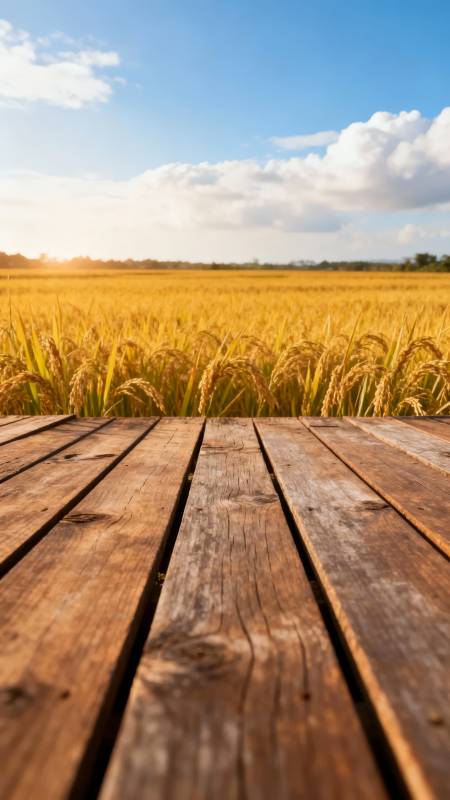 稻田木台 夕阳云影间图片