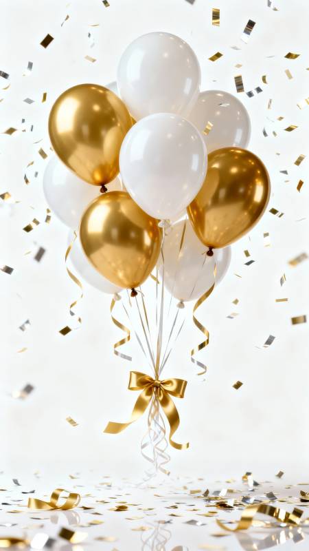 金白气球庆贺时刻图片
