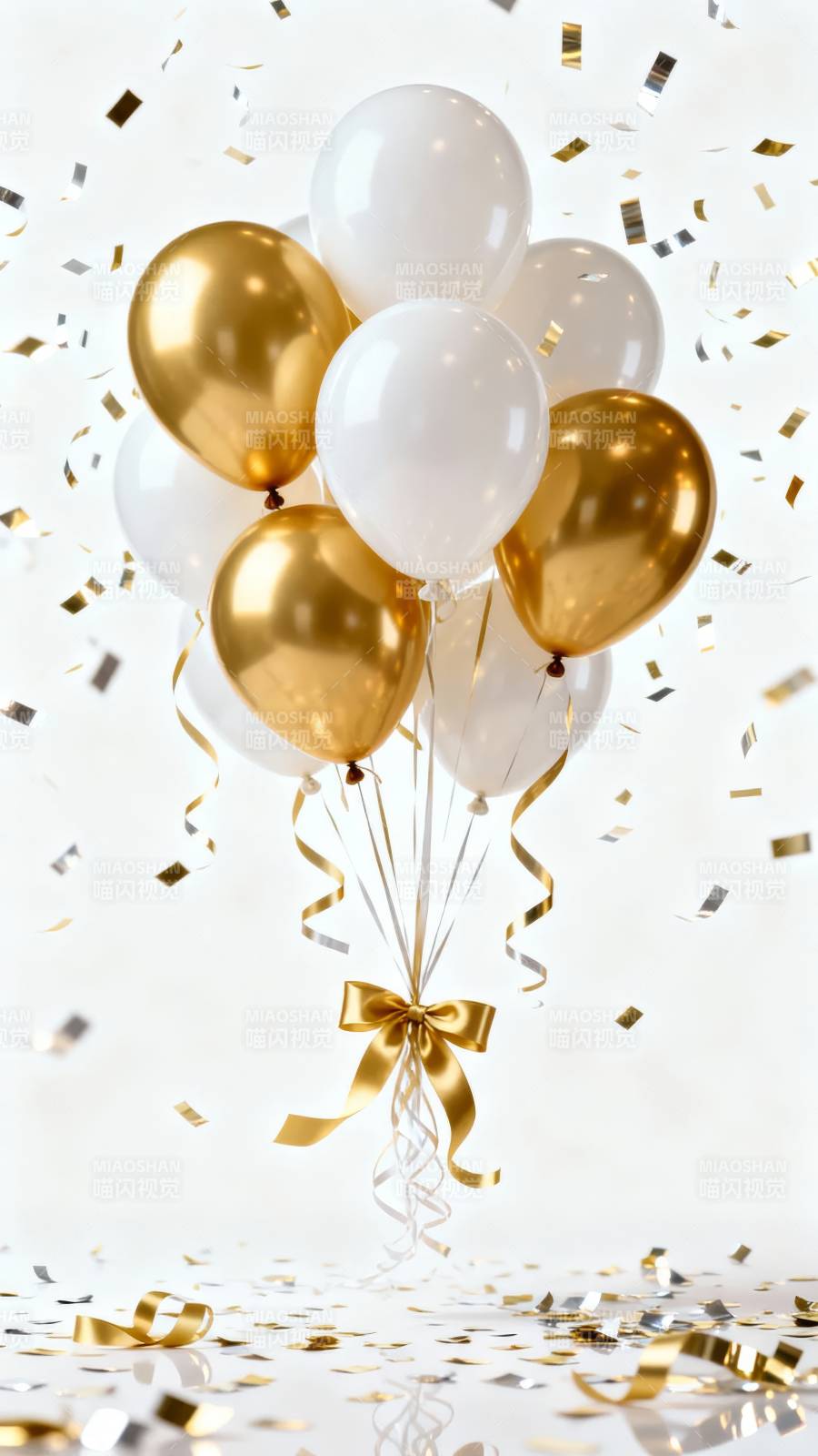 金白气球庆贺时刻图片