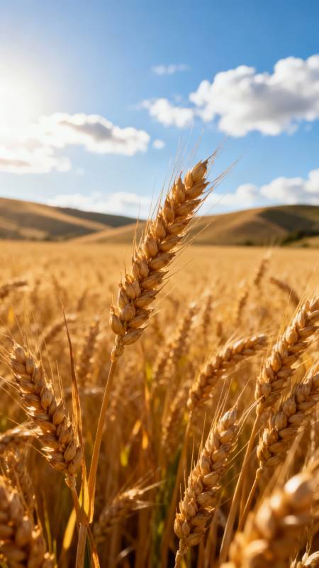 金麦浪涌 晴空万里丰收景图片