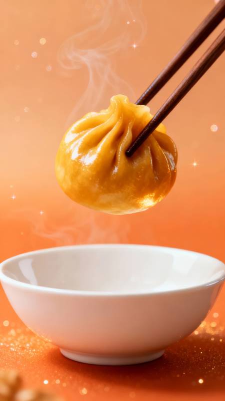 热气腾腾小笼包 筷子夹起香满屋图片