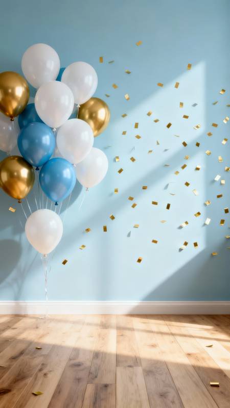 气球彩带庆生派对图片