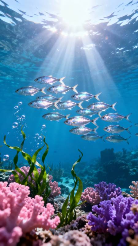 阳光鱼群珊瑚海图片