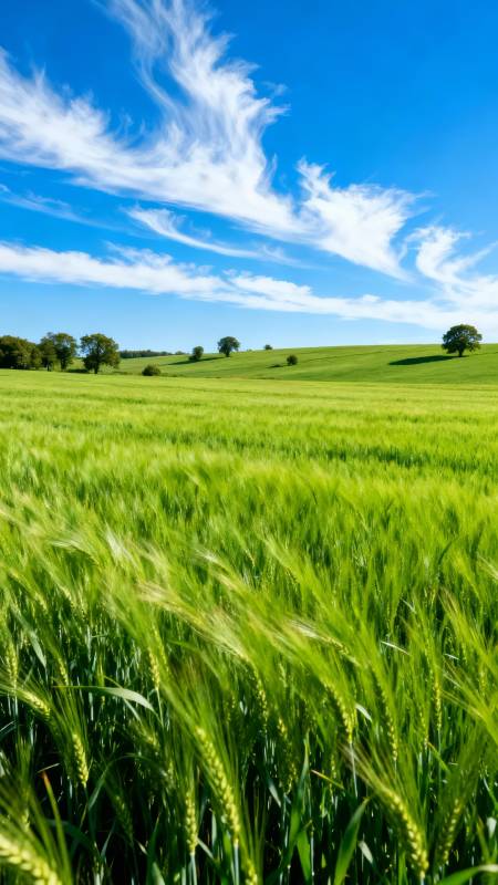 绿野蓝天 麦浪随风舞图片