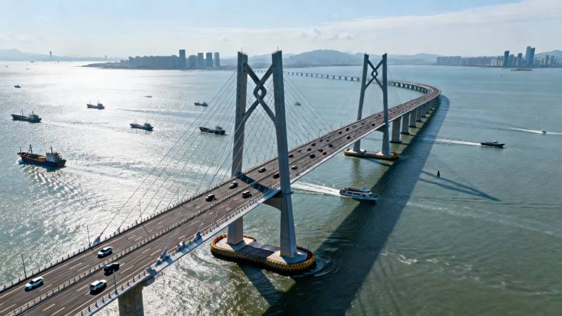 跨海大桥车流如织图片