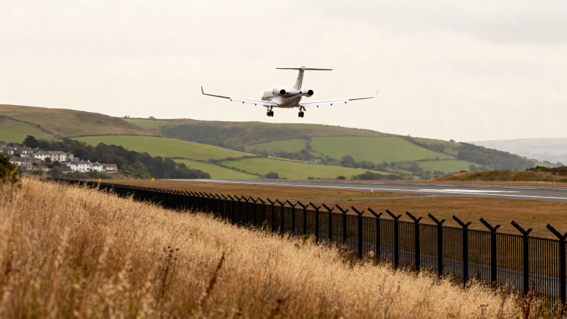 飞机降落乡村机场图片