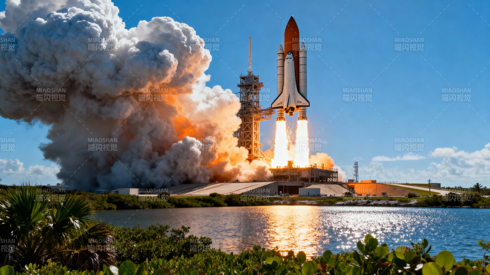 航天飞机发射升空瞬间图片