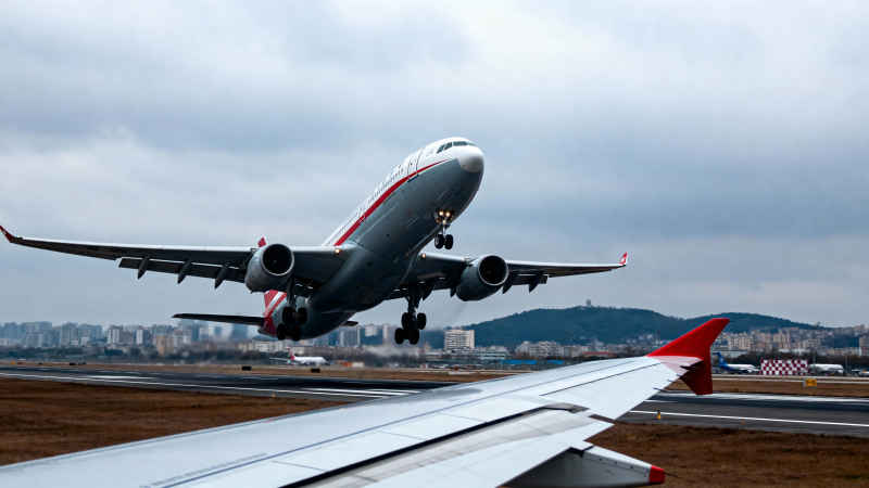 飞机起飞 云层压境图片