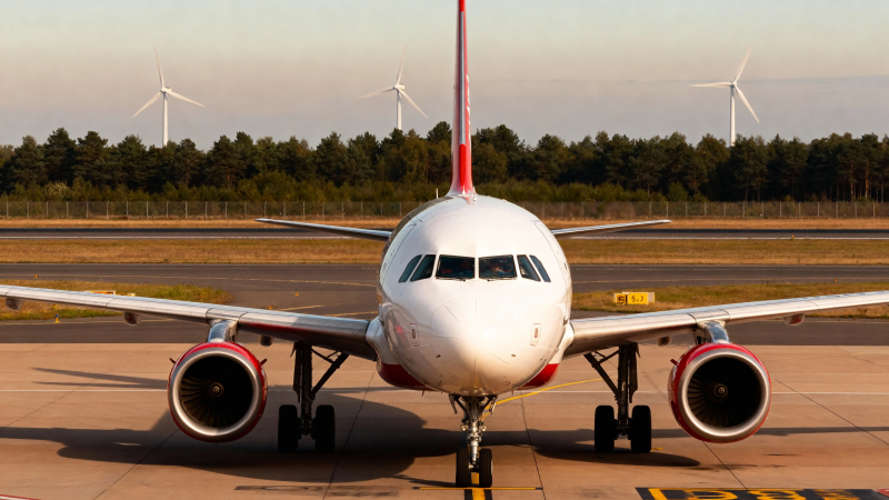 飞机停机坪 背景有风车图片