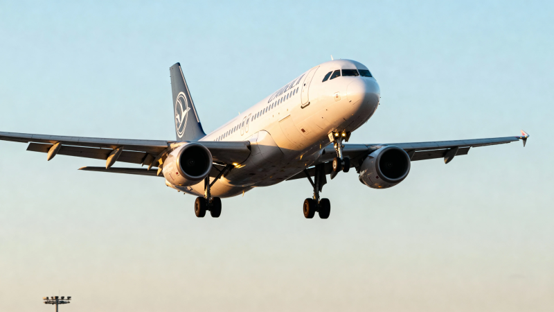 客机降落瞬间 起落架已放下图片