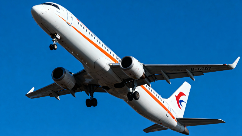 东航客机蓝天起飞瞬间图片