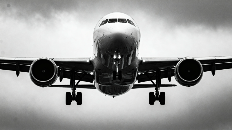 飞机迎面降落 黑白震撼瞬间图片