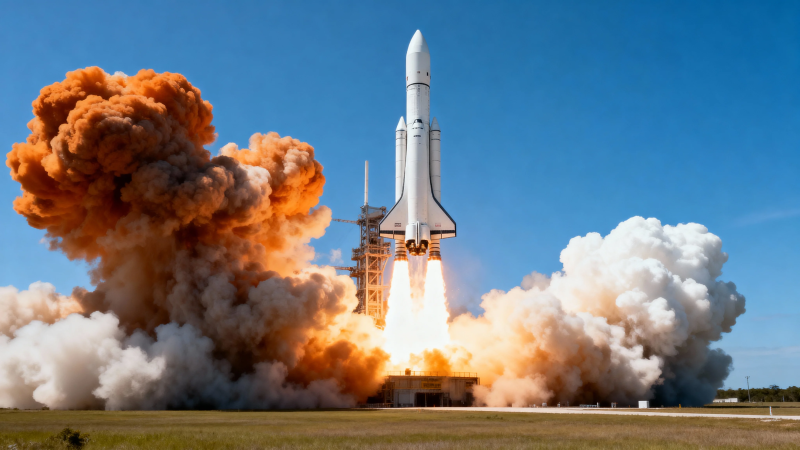 航天飞机发射升空瞬间图片