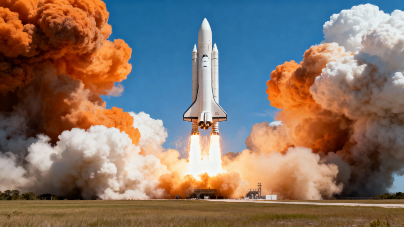 航天飞机腾空而起图片