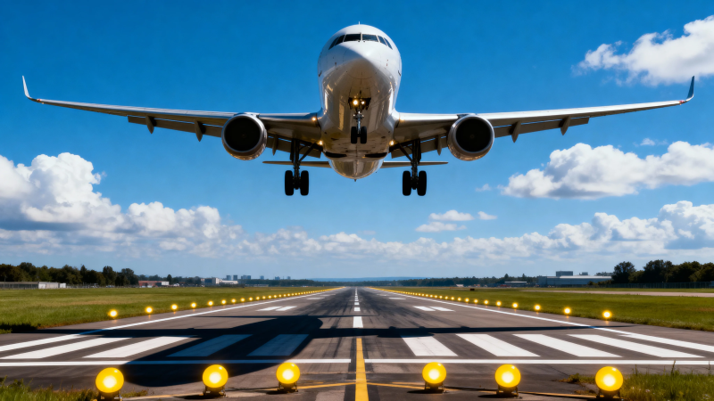 飞机降落跑道瞬间图片